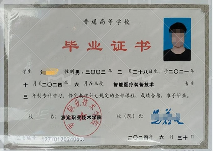 梨树罗定职业技术学院毕业证样本图片